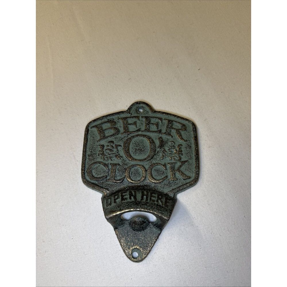 Cast Iron, Beer O'Clock, Wall Bottle Opener, Bar Decor, Man Cave, Fun Gift